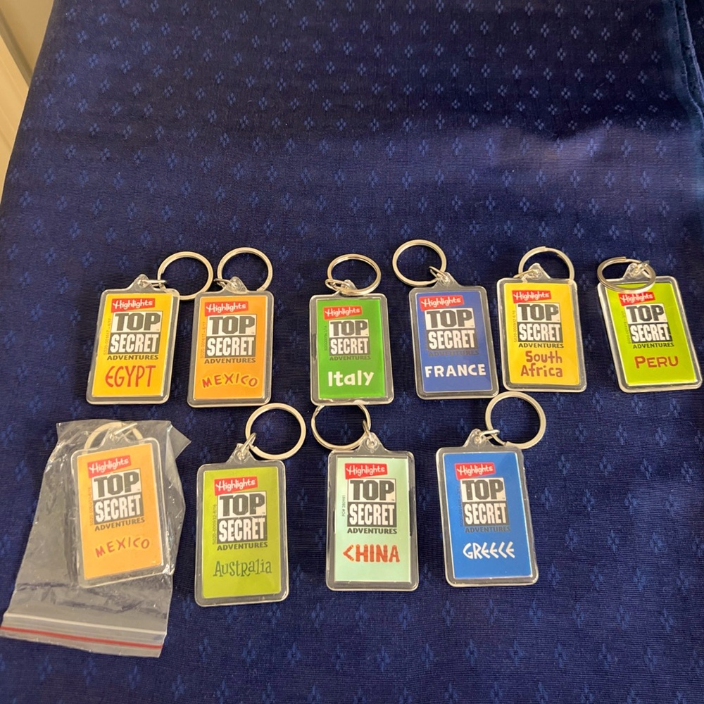 Highlights Top Secret Adventures Lot of 9 Keychains Acrylic
